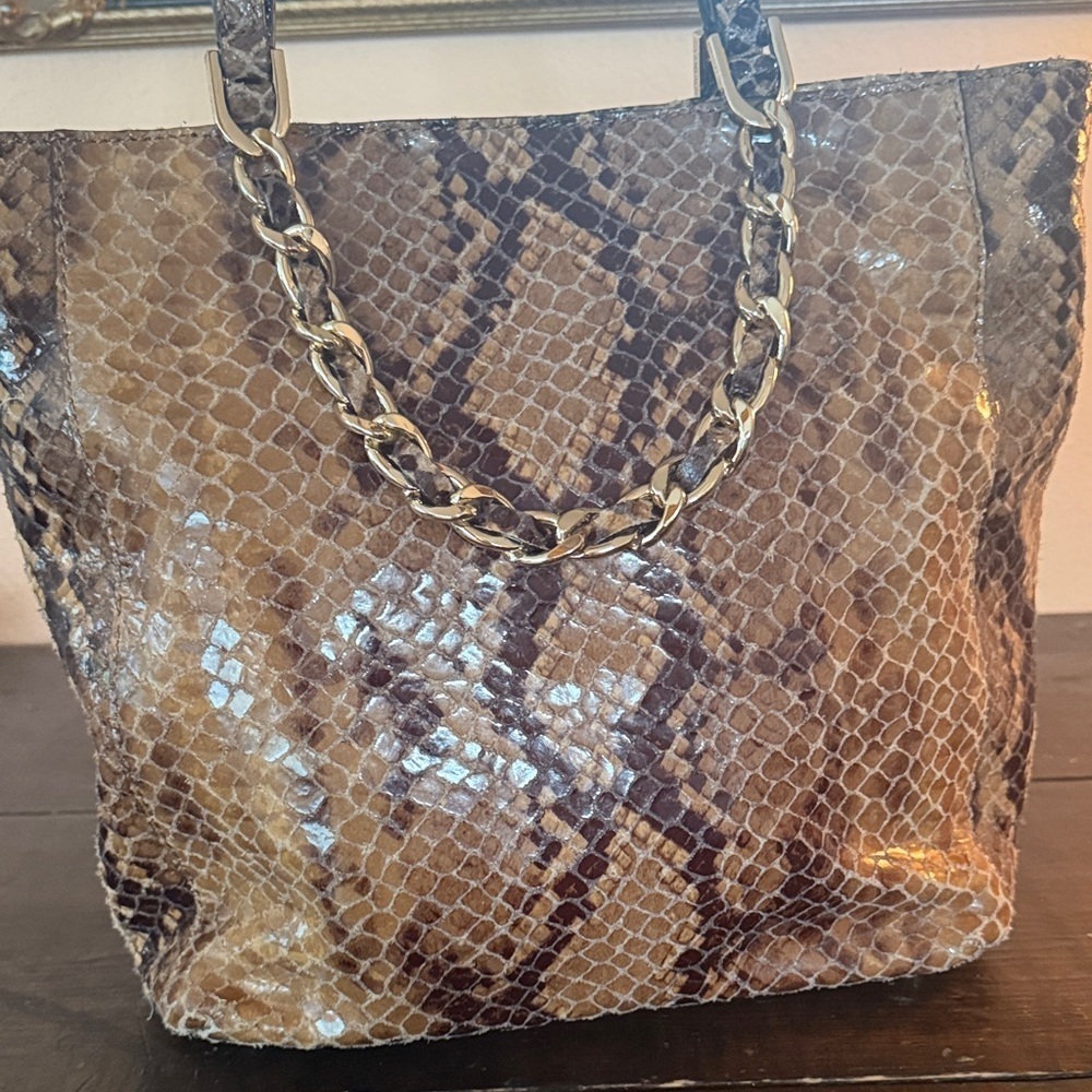 Michael Kors Tan Snake Print Tote - Picture 4 of 8